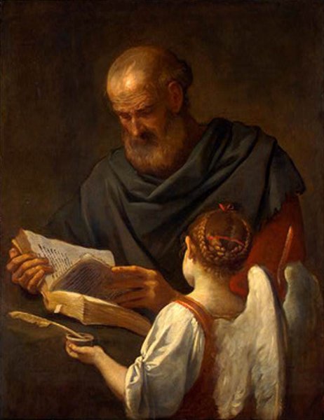Main Product Photo of Saint Matthew and the Angel Painting by Simone Cantarini