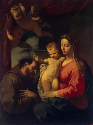 Virgin and Child with St Francis of Assisi by Simone Cantarini - Oil Painting Reproduction