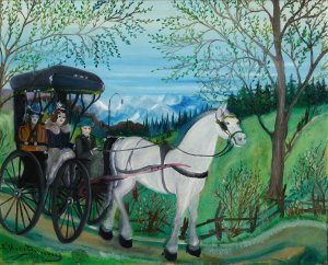 En Route Pour La Fete Oil painting by Simone Marie Bouchard