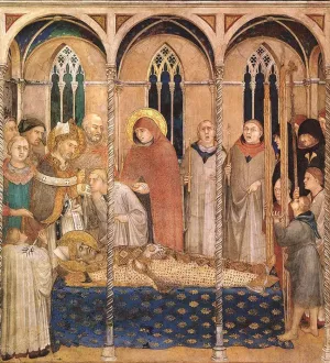 Burial of St Martin painting by Simone Martini
