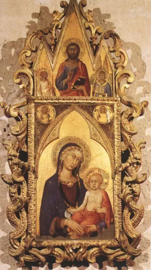 Madonna and Child with Angels and the Saviour Oil painting by Simone Martini