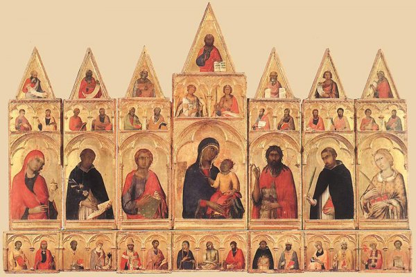 Polyptych of Santa Caterina Pisa Polyptych by Simone Martini - Hand-Painted Oil Painting Reproduction