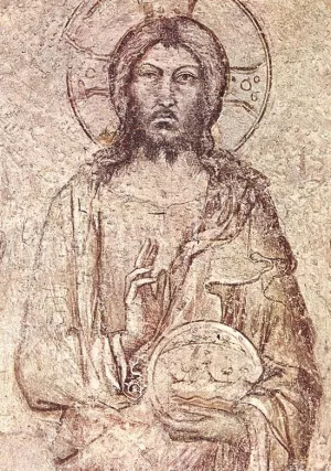 Saviour Blessing Detail painting by Simone Martini