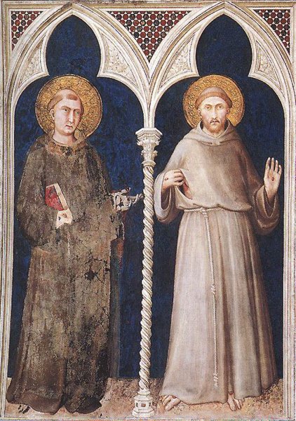 Main Product Photo of St Anthony and St Francis Painting by Simone Martini
