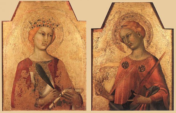St Catherine and St Lucy by Simone Martini - Hand-Painted Oil Painting Reproduction