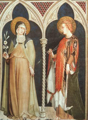 St Clare and St Elizabeth of Hungary painting by Simone Martini