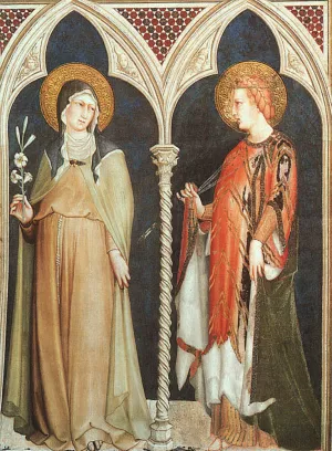 St Clare and St Elizabeth of Hungary Oil painting by Simone Martini