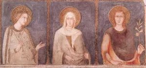 St Elisabeth, St Margaret and Henry of Hungary painting by Simone Martini