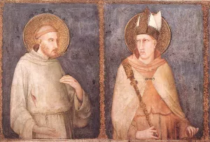 St Francis and St Louis of Toulouse painting by Simone Martini