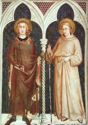 St Louis of France and St Louis of Toulouse painting by Simone Martini