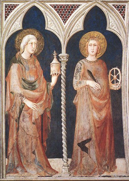 St Mary Magdalene and St Catherine of Alexandria by Simone Martini - Hand-Painted Oil Painting Reproduction