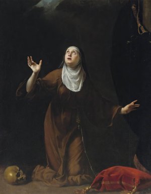 A Nun Saint by Simone Pignoni Oil Painting