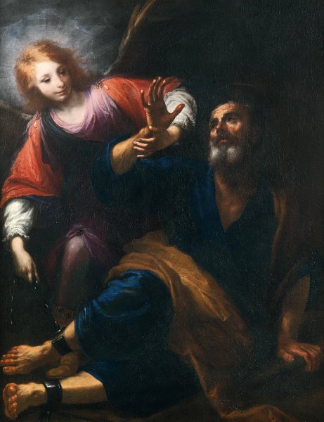 The Liberation of Saint Peter by Simone Pignoni - Hand-Painted Oil Painting Reproduction