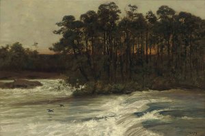 Where Rapids Roar by Sir Alfred East Oil Painting