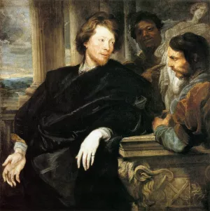 George Gage with Two Men by Sir Anthony Van Dyck Oil Painting