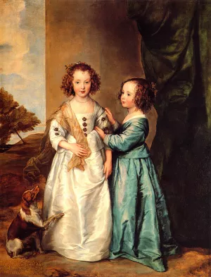Philadelphia and Elizabeth Wharton by Sir Anthony Van Dyck - Oil Painting Reproduction