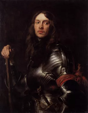 Portrait of a Man in Armour with Red Scarf by Sir Anthony Van Dyck Oil Painting