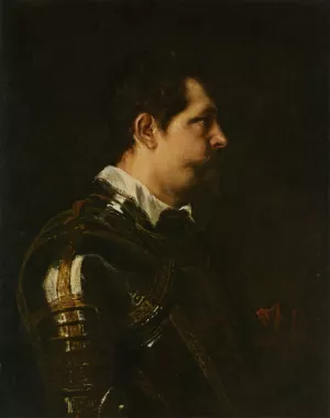 Portrait of a Military Commander Bust Length in Profile in Damas Oil painting by Sir Anthony Van Dyck