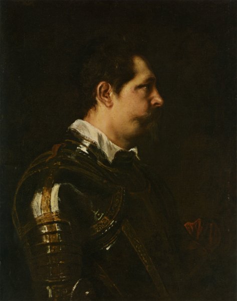 Main Product Photo of Portrait of a Military Commander Bust Length in Profile in Damas Painting by Sir Anthony Van Dyck