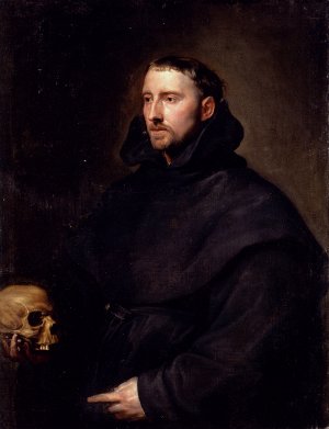 Portrait of a Monk of the Benedictine Order, Holding a Skull by Sir Anthony Van Dyck Oil Painting