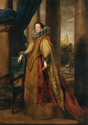 Portrait of a Noble Genoese Lady by Sir Anthony Van Dyck Oil Painting