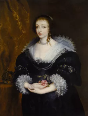 Portrait of Queen Henrietta Maria by Sir Anthony Van Dyck Oil Painting