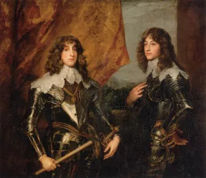 Portrait of the Princes Palatine Charles-Louis I and his Brother Robert by Sir Anthony Van Dyck Oil Painting