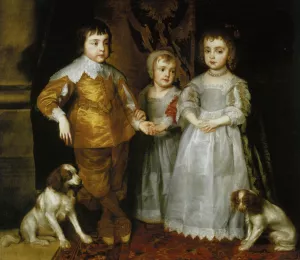 Portrait of the Three Eldest Children of Charles I by Sir Anthony Van Dyck - Oil Painting Reproduction