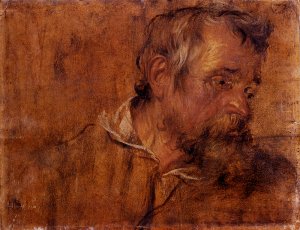 Profile Study of a Bearded Old Man by Sir Anthony Van Dyck Oil Painting