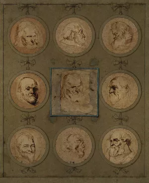 Sheet of Studies by Sir Anthony Van Dyck Oil Painting
