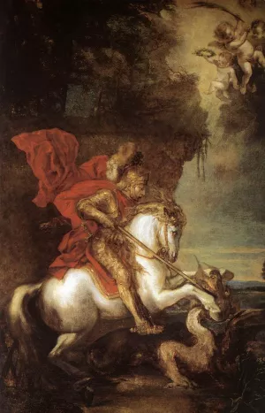 St George and the Dragon Oil painting by Sir Anthony Van Dyck