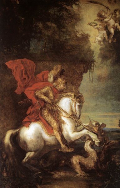 Main Product Photo of St George and the Dragon Painting by Sir Anthony Van Dyck