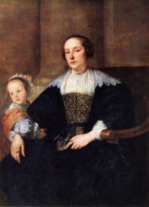 The Wife and Daughter of Colyn de Nole by Sir Anthony Van Dyck Oil Painting