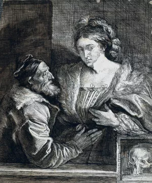 Titian's Self Portrait with a Young Woman by Sir Anthony Van Dyck Oil Painting