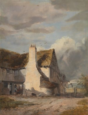 Cottage by a country lane by Sir Augustus Wall Callcott Oil Painting