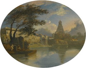 View Of Thanjavur, India, With The Brihadeeswarar Temple by Sir Charles D'Oyly Oil Painting