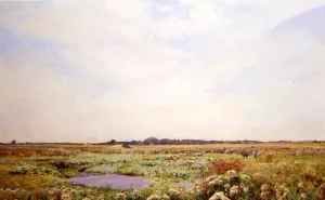 Spring Landscape with a Shepherd and His Dog by Sir David Scott Murray - Oil Painting Reproduction