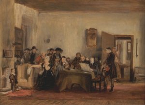 Sketch for 'The Reading of a Will' by Sir David Wilkie Oil Painting