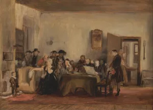 Sketch for 'The Reading of a Will' by Sir David Wilkie Oil Painting