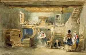 The Interior of Pitlessie Mill with a Man Sieving Corn by Sir David Wilkie Oil Painting