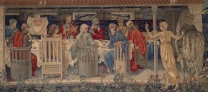 Knights of the Round Table Summoned to the Quest by the Strange Damsel by Sir Edward Coley Burne-Jones Oil Painting