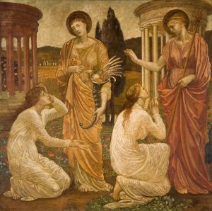 Psyche at the Shrines of Juno and Ceres by Sir Edward Coley Burne-Jones Oil Painting
