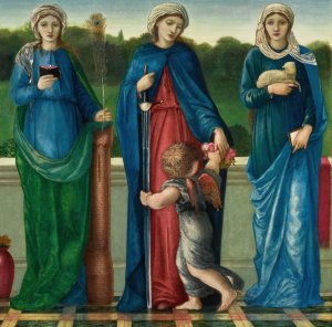 St Barbara, St Dorothy And St Agnes by Sir Edward Coley Burne-Jones Oil Painting