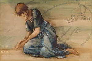 The Briar Rose Series - Study for 'The Garden Court' IV by Sir Edward Coley Burne-Jones Oil Painting