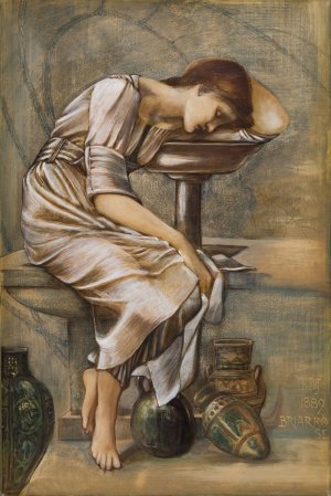 The Briar Rose Series - Study for 'The Garden Court' by Sir Edward Coley Burne-Jones Oil Painting