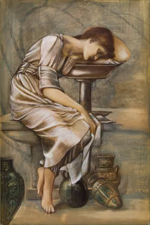 The Briar Rose Series - Study for 'The Garden Court' by Sir Edward Coley Burne-Jones Oil Painting
