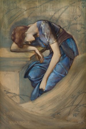 The Briar Rose Series - Study for 'The Garden Court' by Sir Edward Coley Burne-Jones Oil Painting