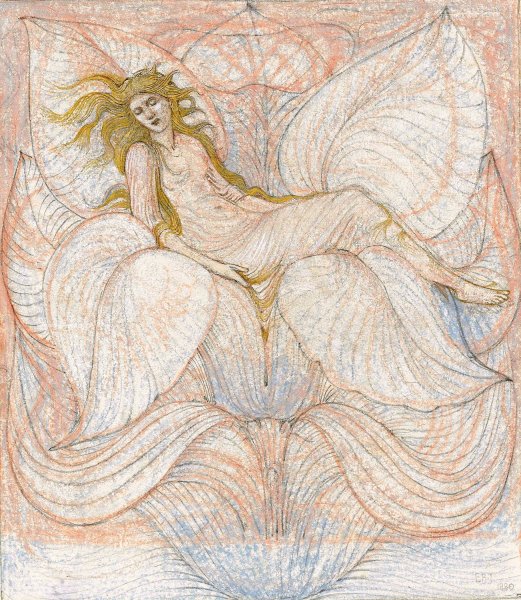 The Heart of the Lotus  by Sir Edward Coley Burne-Jones - Hand-Painted Oil Painting Reproduction