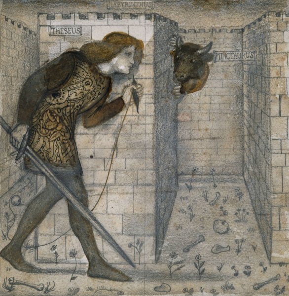 Theseus and the Minotaur in the Labyrinth  by Sir Edward Coley Burne-Jones - Hand-Painted Oil Painting Reproduction
