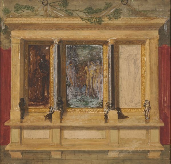 Troy Triptych - Compositional Study  by Sir Edward Coley Burne-Jones - Hand-Painted Oil Painting Reproduction